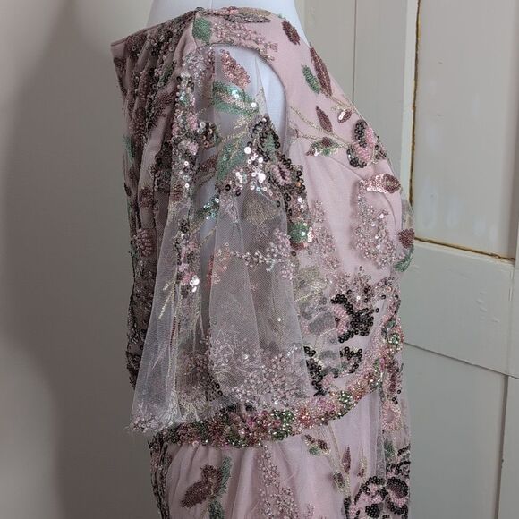 Mac Duggal Size 14 Floral Embellished Short Sleeve Gown, NEW - Picture 9 of 15